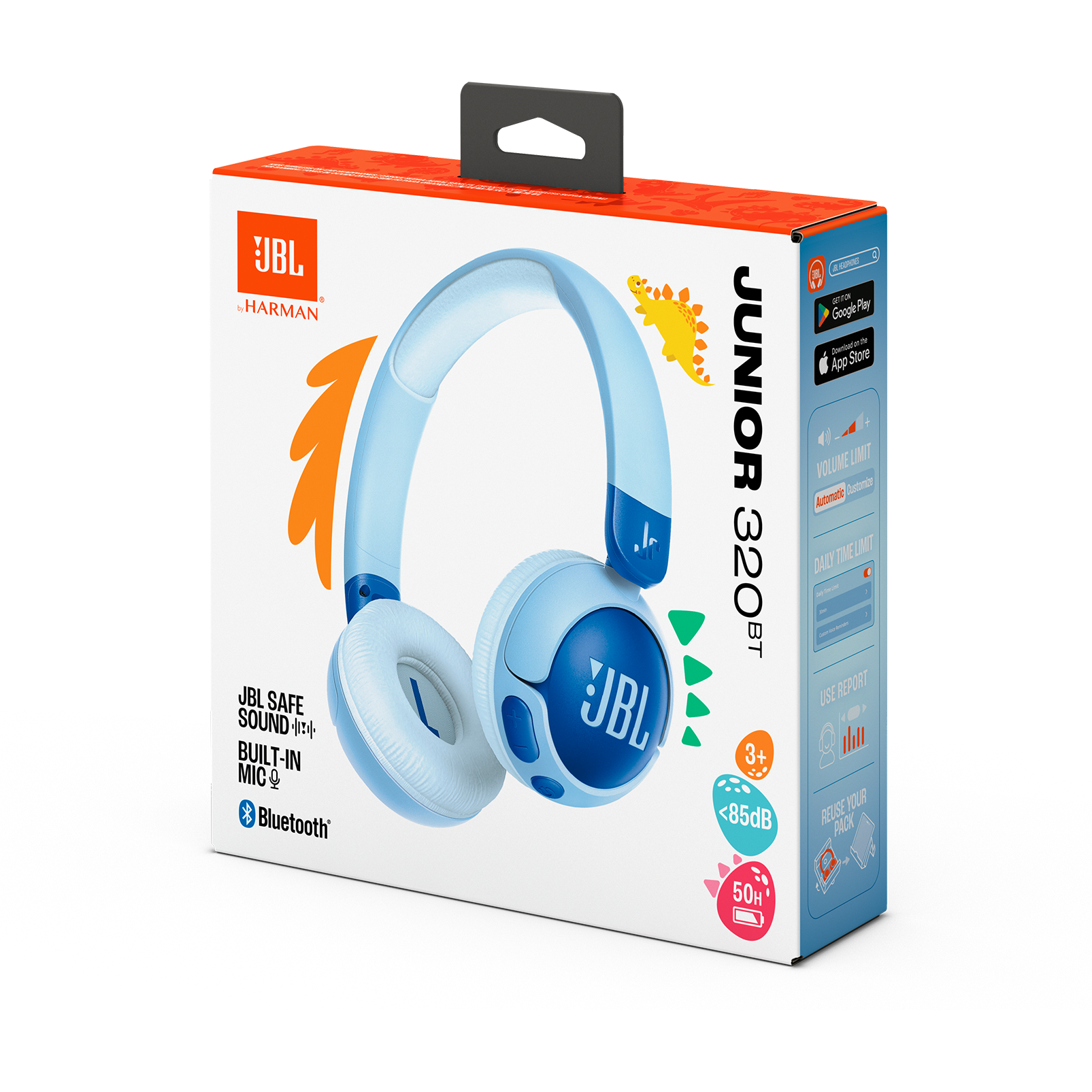 JBL Junior 320BT - Blue - Wireless on-ear kids headphones - Detailshot 15